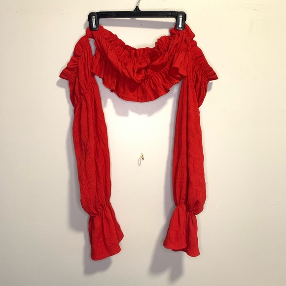 SHEIN Off Shoulder Gathered Sleeve Peplum Top #151 - Picture 3 of 5